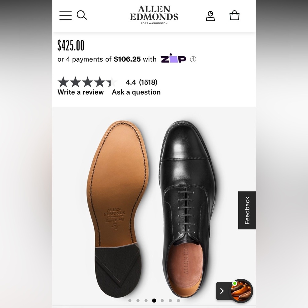 Allen Edmonds Park Avenue Oxford Black EUC